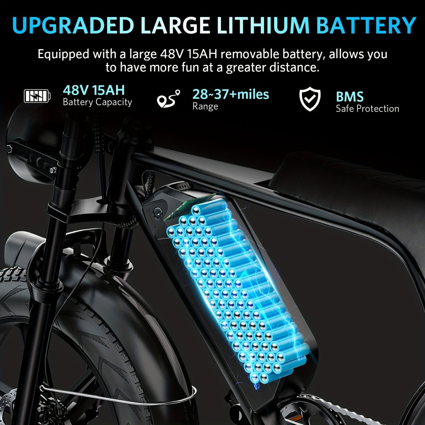 1 - Pedal /Electric Bike - Heavy - Duty All - Terrain 20" Tire Electric Mountain Bike with 740W Motor, 48V 15Ah Removable Battery, 7 - Speed Gear System, Front/Rear Disc Brakes, Global Voltage 100 - 240V, Global Plug Compatibility, All - Walmarkettt.com