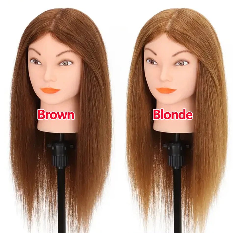 100% Human Hair Mannequin Head for Cosmetology Styling Training Practice Can Be Curled Straighten Professional Mannequin Head - Walmarkettt.com