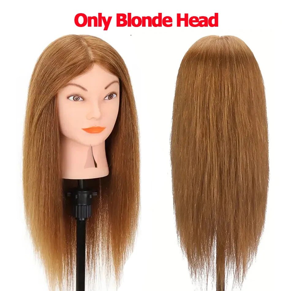 100% Human Hair Mannequin Head for Cosmetology Styling Training Practice Can Be Curled Straighten Professional Mannequin Head - Walmarkettt.com