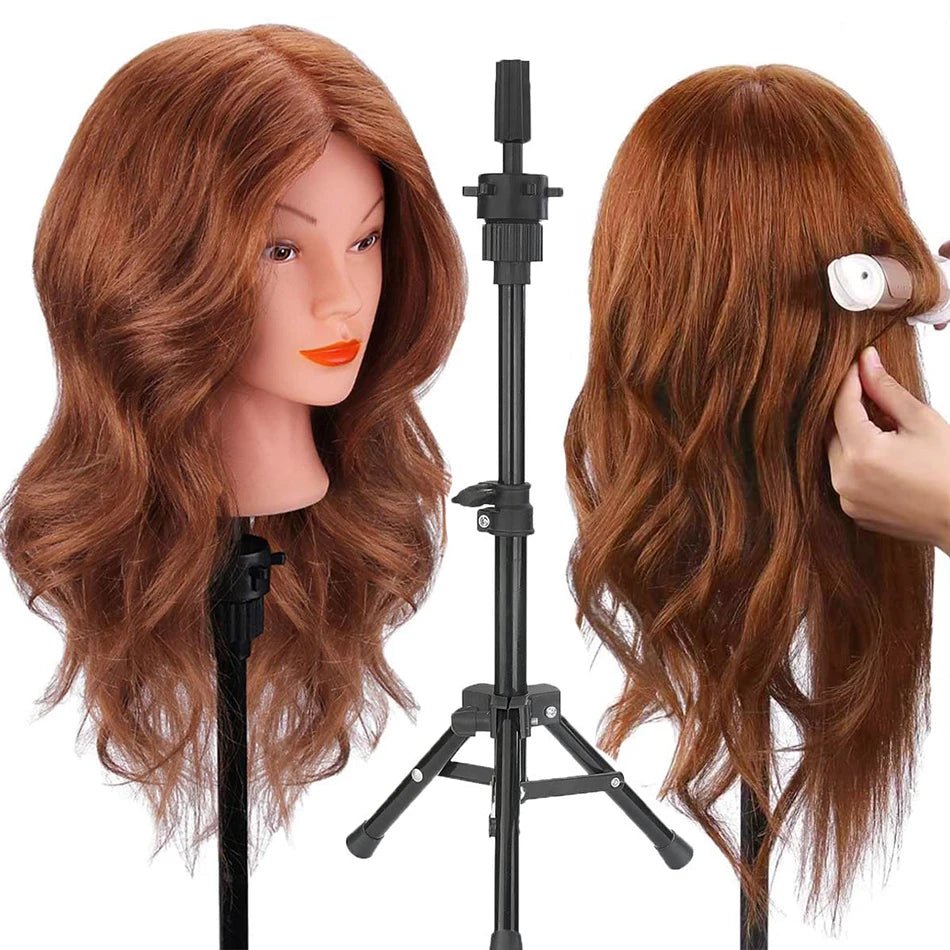 100% Human Hair Mannequin Head for Cosmetology Styling Training Practice Can Be Curled Straighten Professional Mannequin Head - Walmarkettt.com