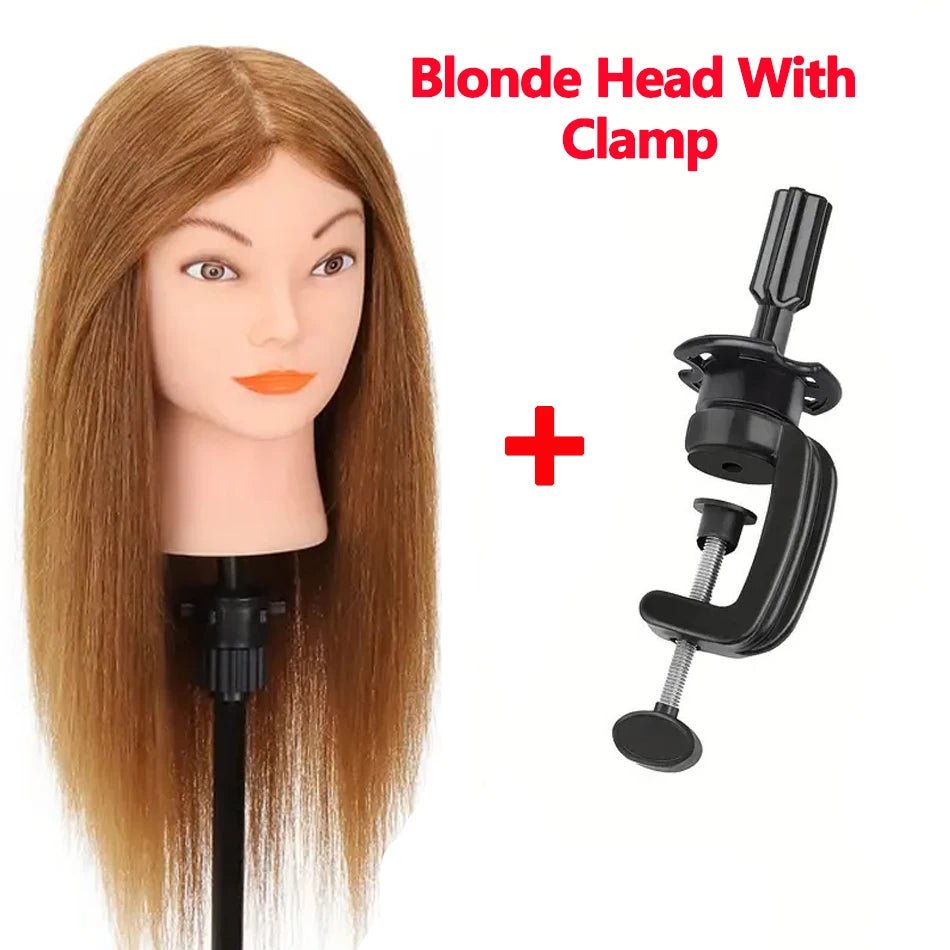 100% Human Hair Mannequin Head for Cosmetology Styling Training Practice Can Be Curled Straighten Professional Mannequin Head - Walmarkettt.com