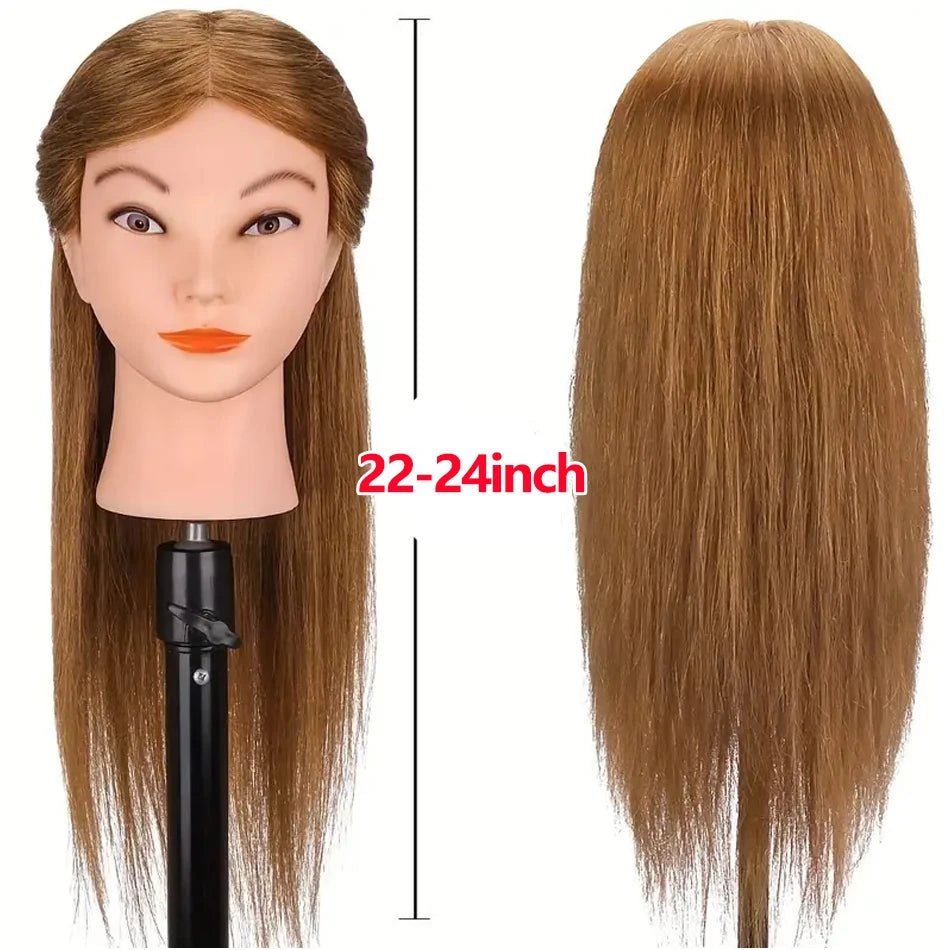100% Human Hair Mannequin Head for Cosmetology Styling Training Practice Can Be Curled Straighten Professional Mannequin Head - Walmarkettt.com