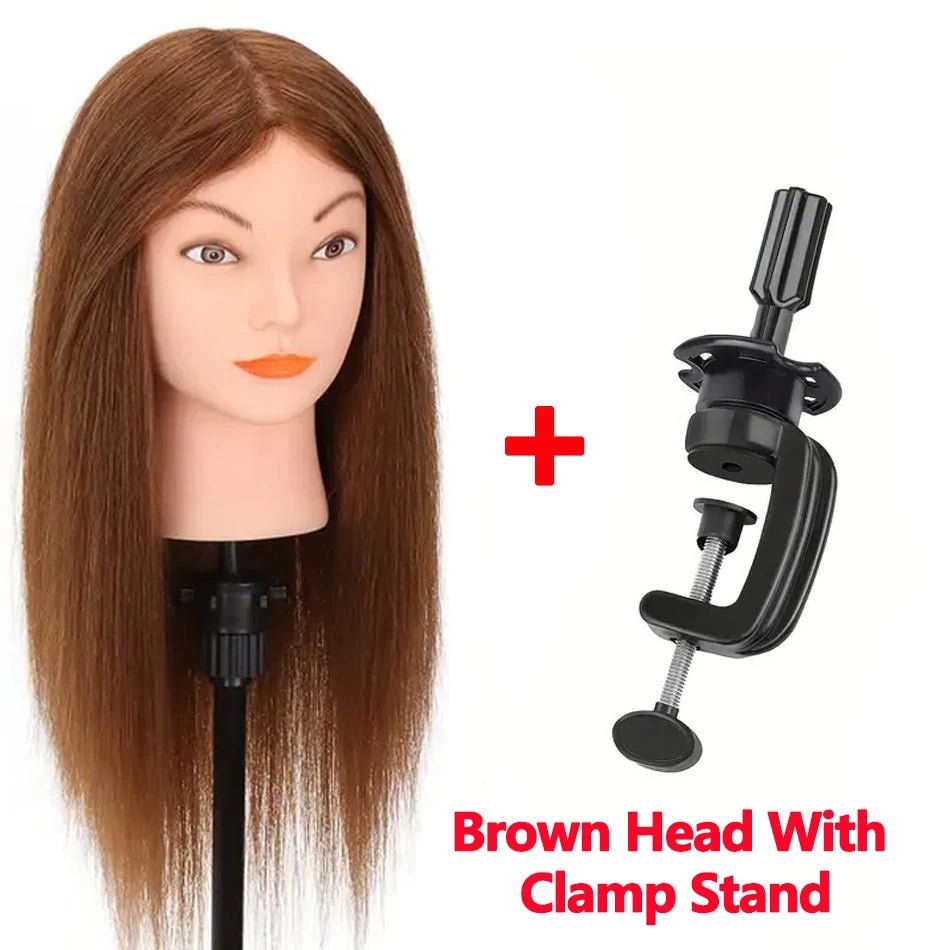 100% Human Hair Mannequin Head for Cosmetology Styling Training Practice Can Be Curled Straighten Professional Mannequin Head - Walmarkettt.com