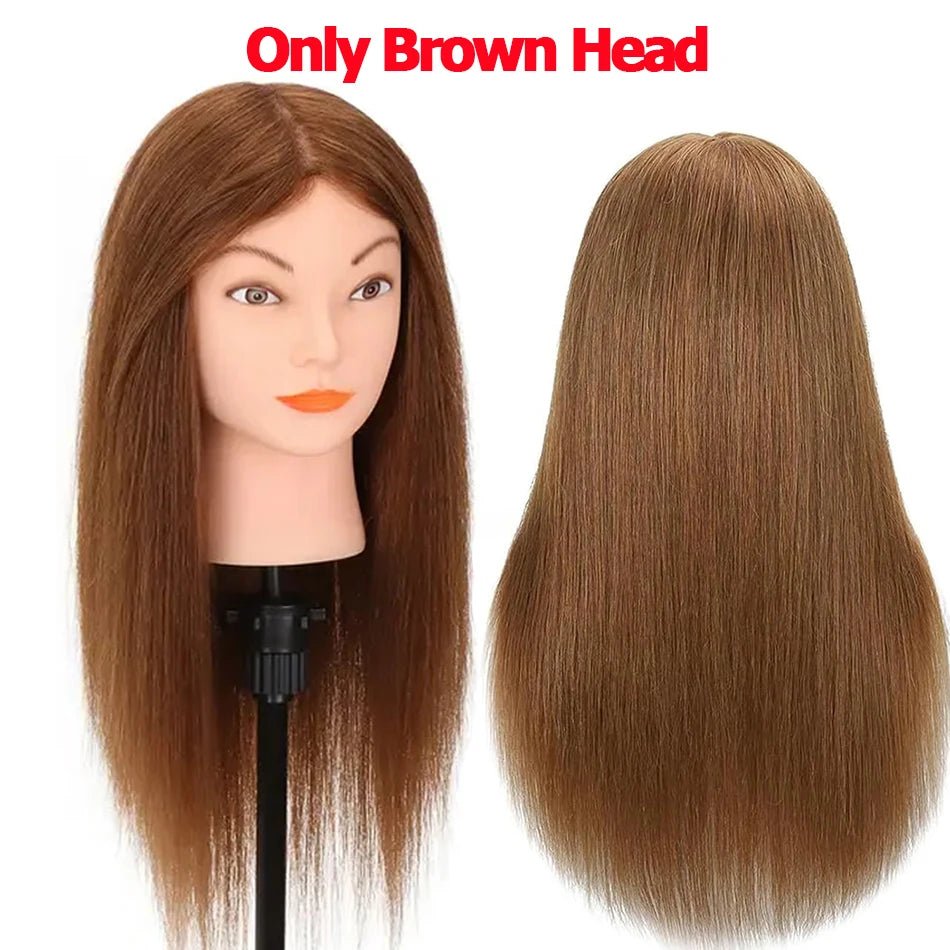 100% Human Hair Mannequin Head for Cosmetology Styling Training Practice Can Be Curled Straighten Professional Mannequin Head - Walmarkettt.com