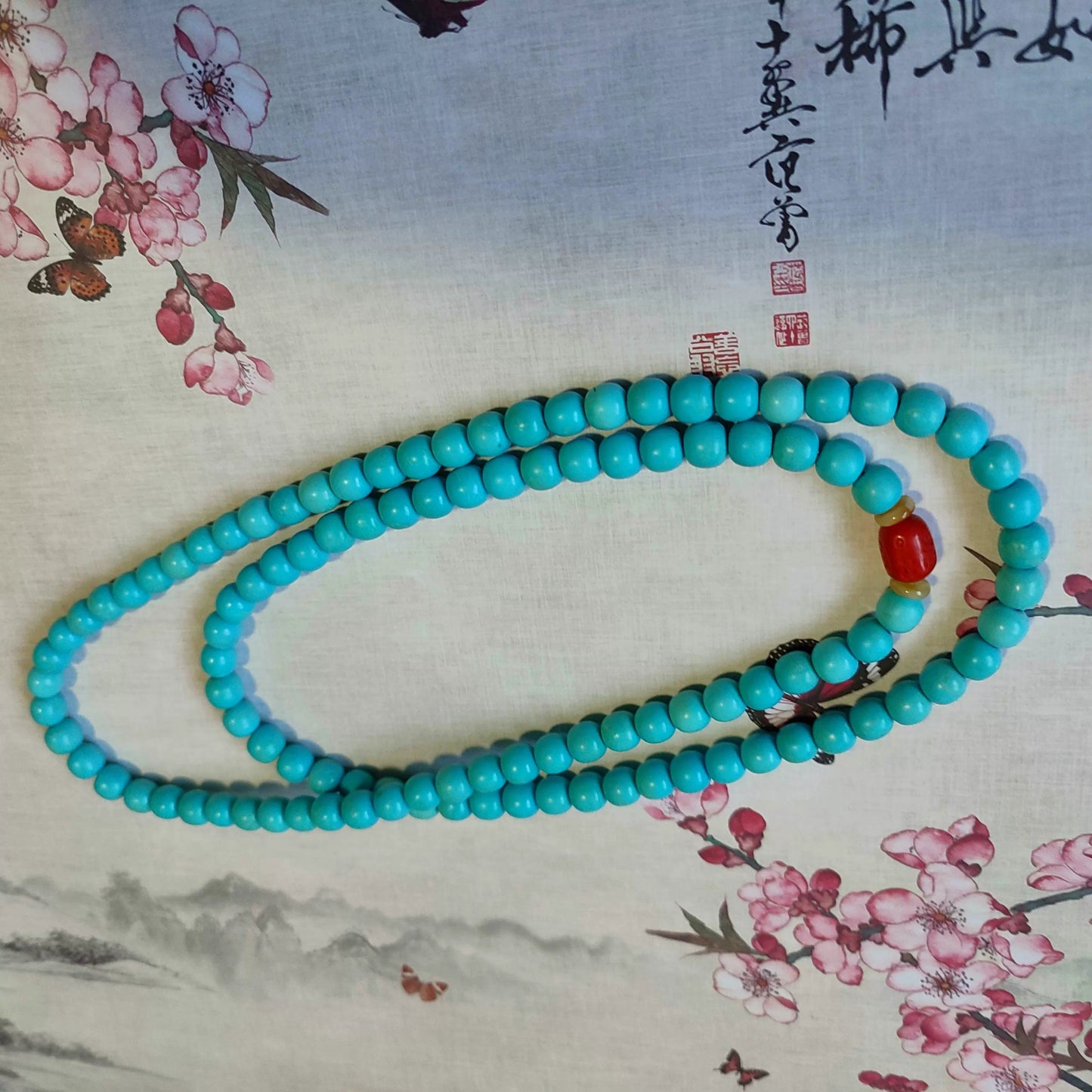 108 PCs Rosary Bracelet Cinnabar Turquoise - Walmarkettt.com