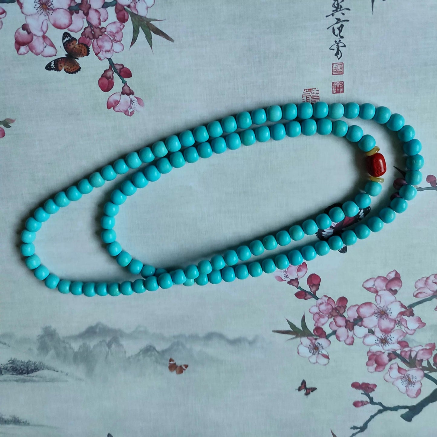 108 PCs Rosary Bracelet Cinnabar Turquoise - Walmarkettt.com