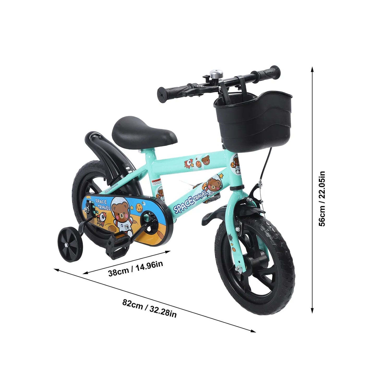 12 Inch Kids Bike Stable Riding High Carbon Steel Frame Baby Bicycle with Training Wheels for 2‑6 Years Old Children Green - Walmarkettt.com