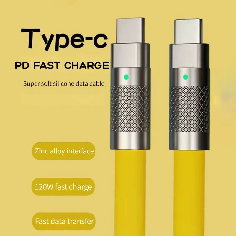 120w 6a Super Fast Charge PD Type C Liquid Silicone Cable Quick Charge 1M 2M Usb Cable Usb C to C Charger Cable - Walmarkettt.com