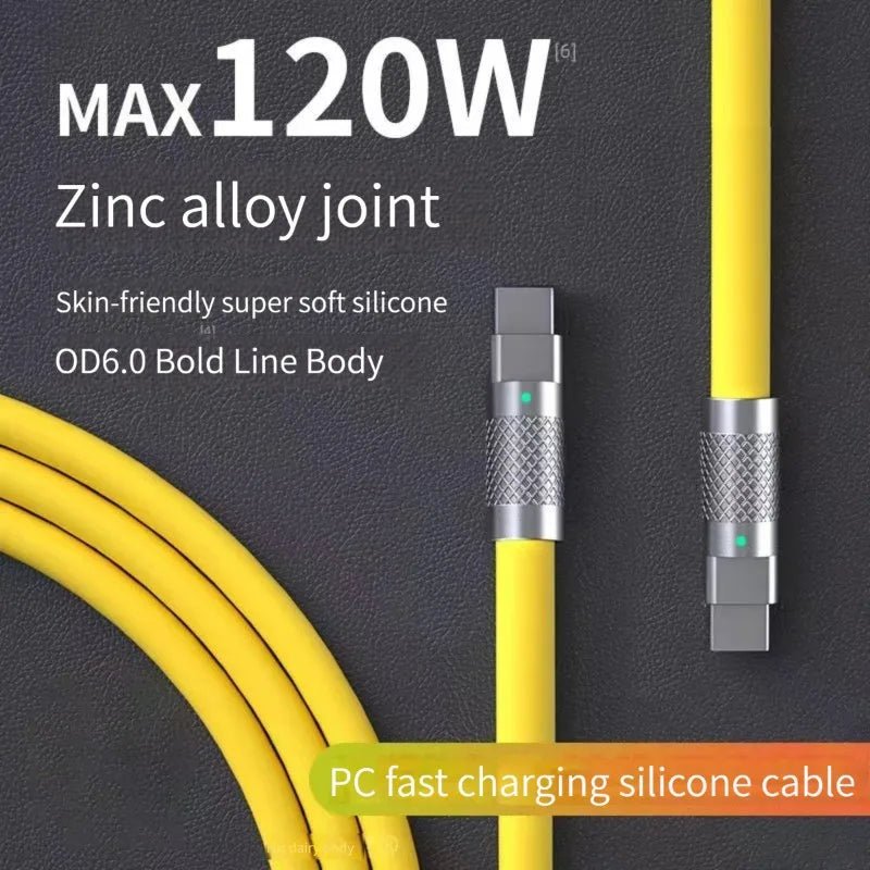 120w 6a Super Fast Charge PD Type C Liquid Silicone Cable Quick Charge 1M 2M Usb Cable Usb C to C Charger Cable - Walmarkettt.com