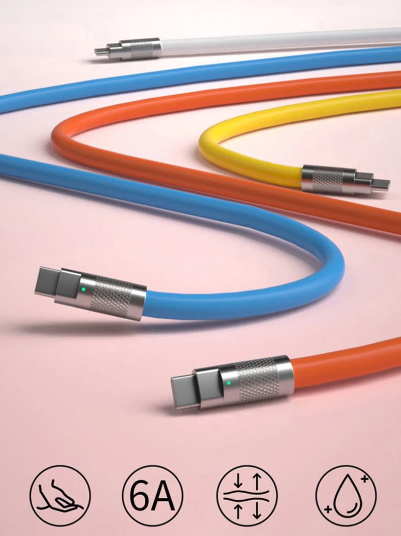 120w 6a Super Fast Charge PD Type C Liquid Silicone Cable Quick Charge 1M 2M Usb Cable Usb C to C Charger Cable - Walmarkettt.com