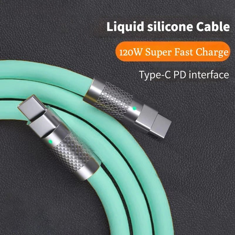 120w 6a Super Fast Charge PD Type C Liquid Silicone Cable Quick Charge 1M 2M Usb Cable Usb C to C Charger Cable - Walmarkettt.com
