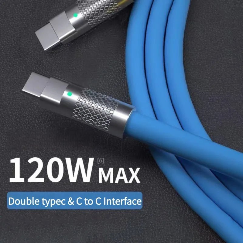 120w 6a Super Fast Charge PD Type C Liquid Silicone Cable Quick Charge 1M 2M Usb Cable Usb C to C Charger Cable - Walmarkettt.com