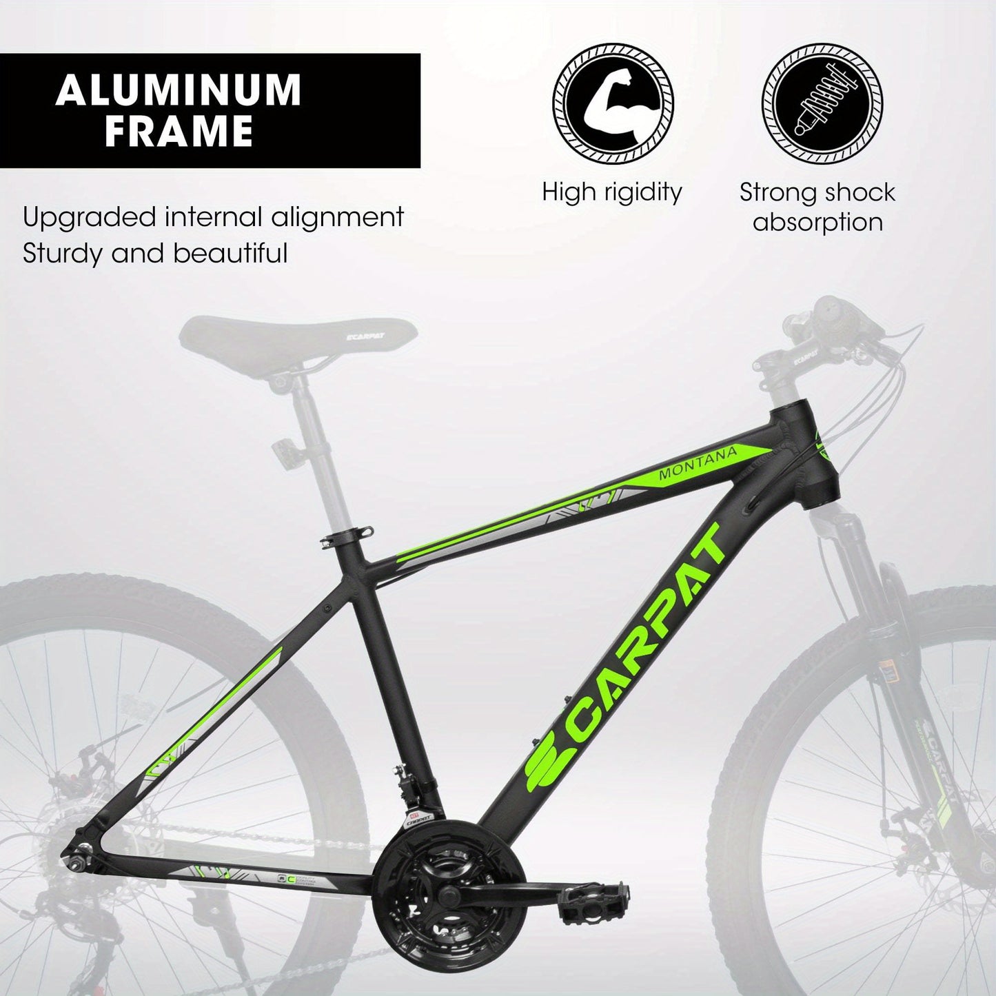 ECARPAT 26-inch Mountain Bike, Adult Aluminum Frame, Shock-Absorbing Front Fork, 21-Speed Disc Brake MTB, City Commuter Bicycle