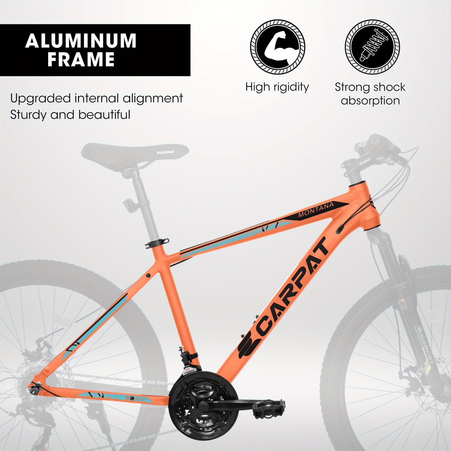 ECARPAT 26-inch Mountain Bike, Adult Aluminum Frame, Shock-Absorbing Front Fork, 21-Speed Disc Brake MTB, City Commuter Bicycle