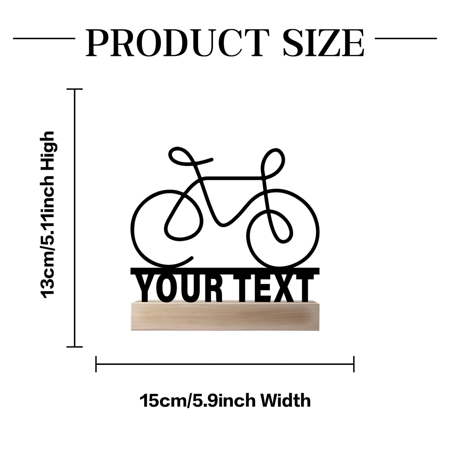 1pc Simple bicycle bike Customized Name Iron Statue With Wood Base Iron Ornament Tin Sculpture Art Crafts With Wood Base - Walmarkettt.com