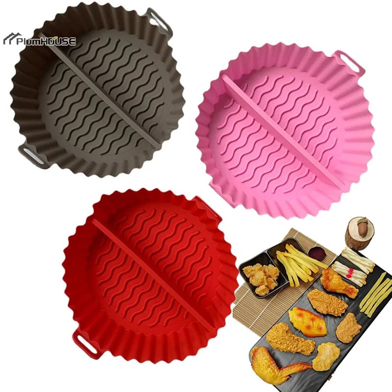 1Pcs Silicone Air Fryer Oven Baking Tray Pizza Fried Chicken Basket Pad Air - fryer Pot Food Plate Reusable Airfryer Pan Liner - Walmarkettt.com