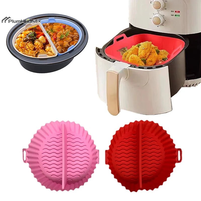 1Pcs Silicone Air Fryer Oven Baking Tray Pizza Fried Chicken Basket Pad Air - fryer Pot Food Plate Reusable Airfryer Pan Liner - Walmarkettt.com