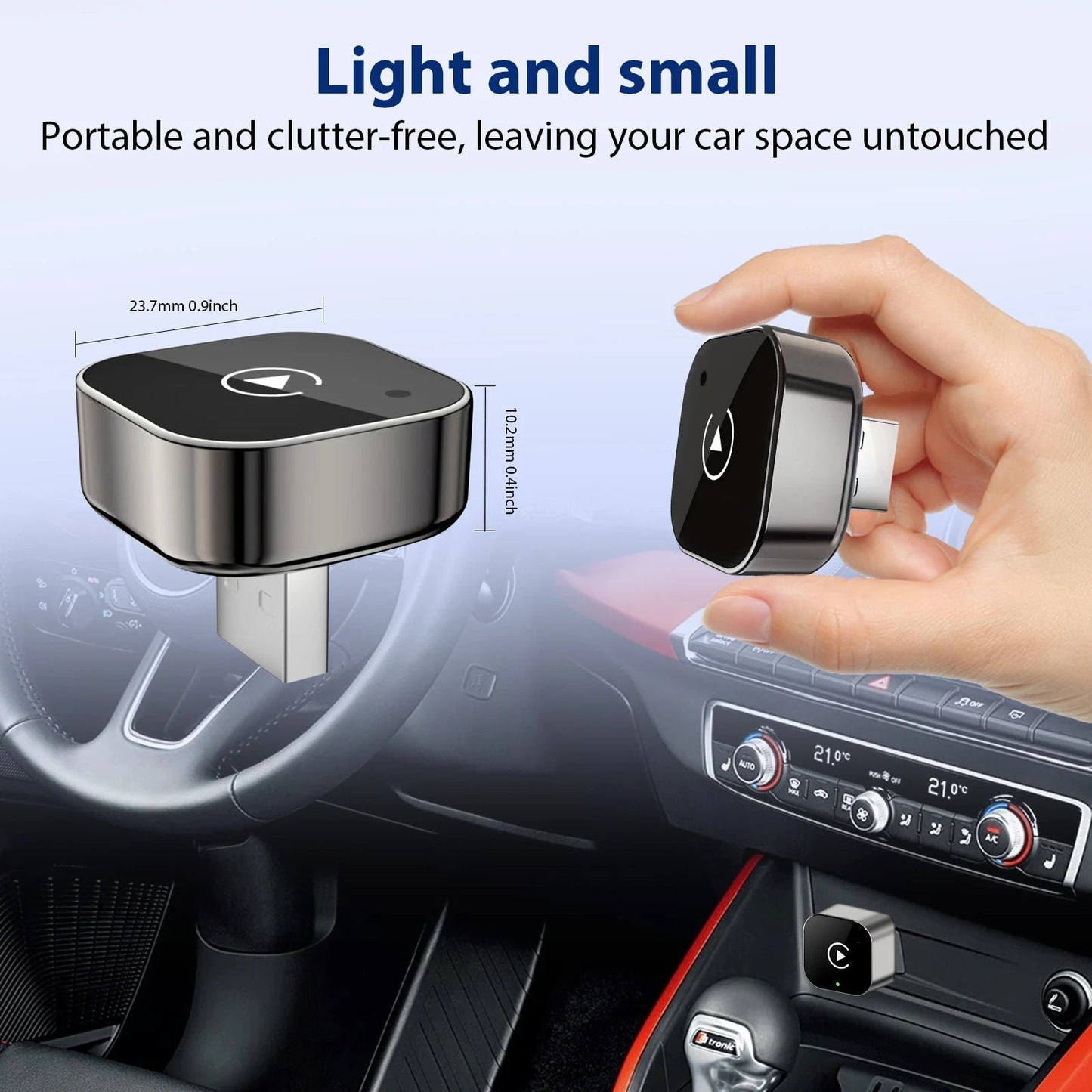 2 IN 1 Wireless Carplay Adapter, Converts Wired to Wireless carplay Adapter for iPhone, Wireless Control Plug & Play Carplay - Walmarkettt.com