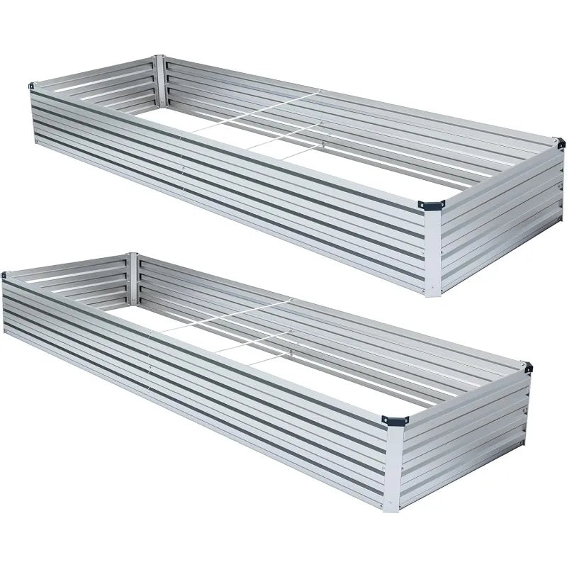 2 Pack 6x3x1FT Galvanized Raised Garden Beds Kit Outdoor Metal Gardening Planter Box For Vegetable Elevated Flower Herbs - Walmarkettt.com