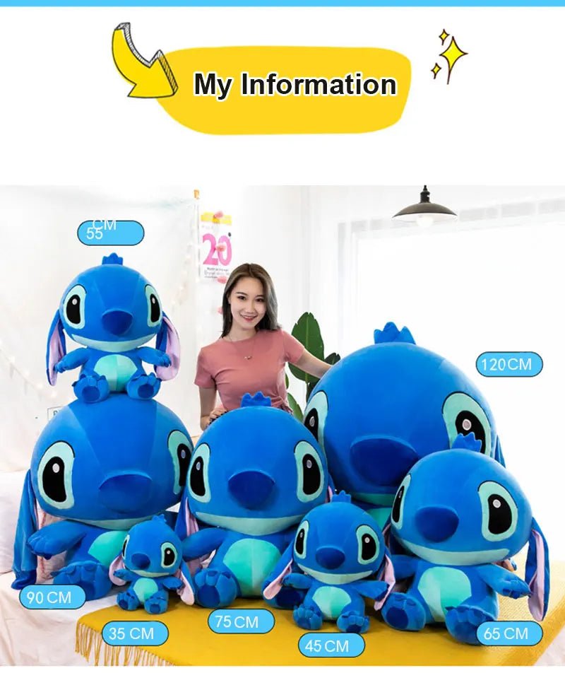 20 - 60cm Giant Size Lilo & Stitch Couple Models Cartoon Stuffed Plush Anime Plushs Toys Pendant Toy Pillow Kids Birthday Gift - Walmarkettt.com
