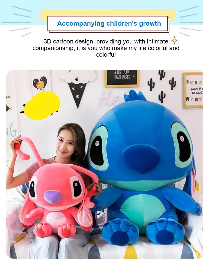 20 - 60cm Giant Size Lilo & Stitch Couple Models Cartoon Stuffed Plush Anime Plushs Toys Pendant Toy Pillow Kids Birthday Gift - Walmarkettt.com