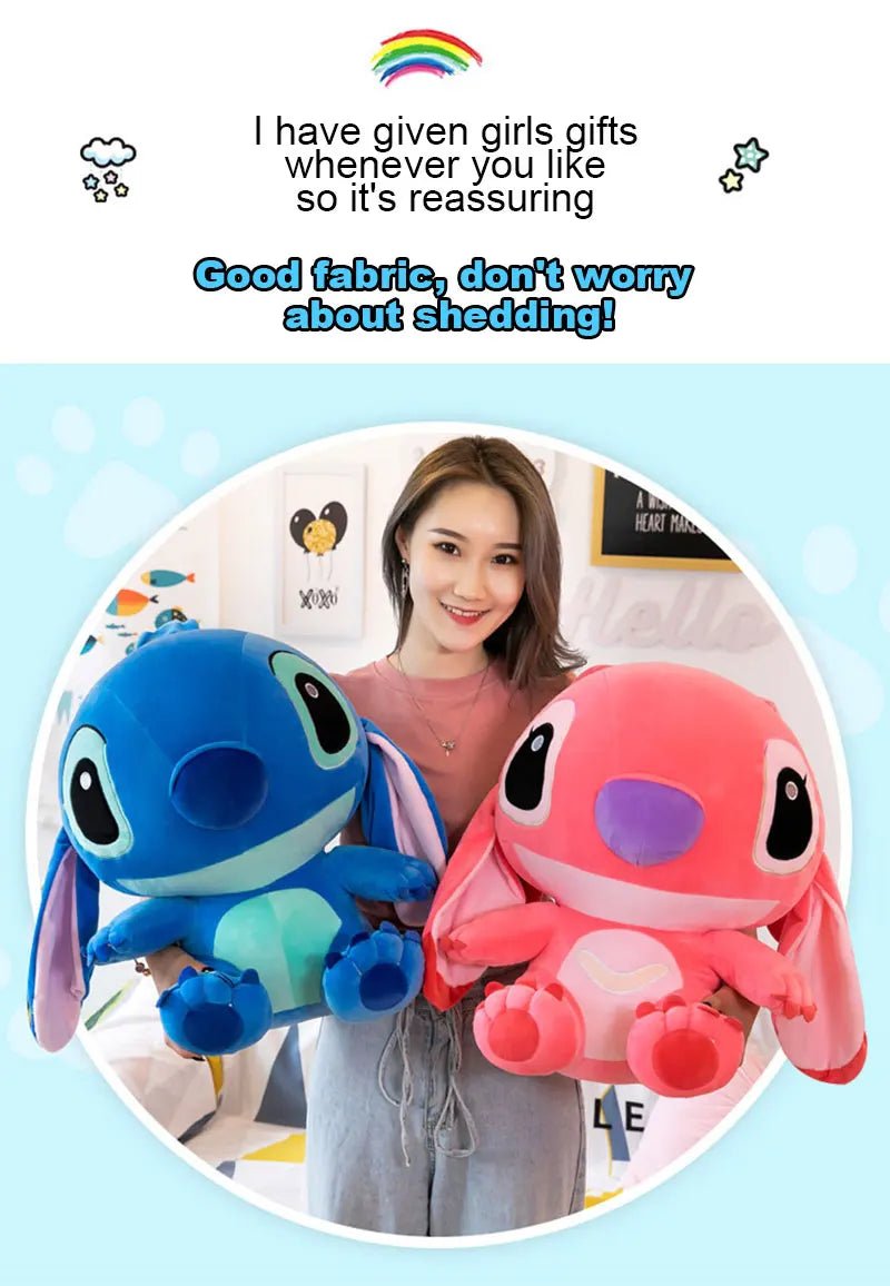 20 - 60cm Giant Size Lilo & Stitch Couple Models Cartoon Stuffed Plush Anime Plushs Toys Pendant Toy Pillow Kids Birthday Gift - Walmarkettt.com