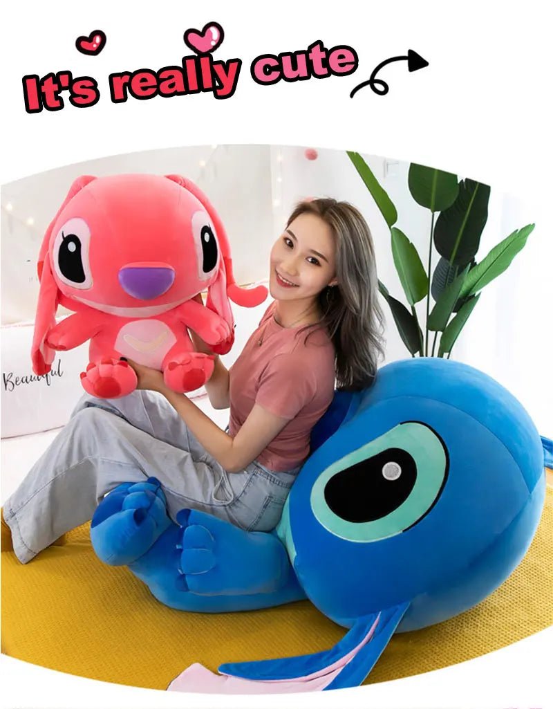 20 - 60cm Giant Size Lilo & Stitch Couple Models Cartoon Stuffed Plush Anime Plushs Toys Pendant Toy Pillow Kids Birthday Gift - Walmarkettt.com