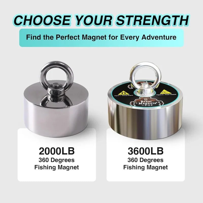 2000lb Strong 360 Degree Fishing Magnet For Magnetic Fishing, Strong Heavy Duty Neodymium N52 Magnets For Salvage Treasure - Walmarkettt.com