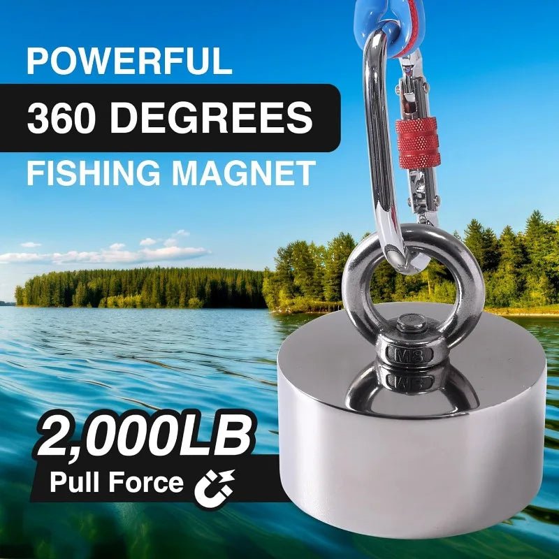 2000lb Strong 360 Degree Fishing Magnet For Magnetic Fishing, Strong Heavy Duty Neodymium N52 Magnets For Salvage Treasure - Walmarkettt.com