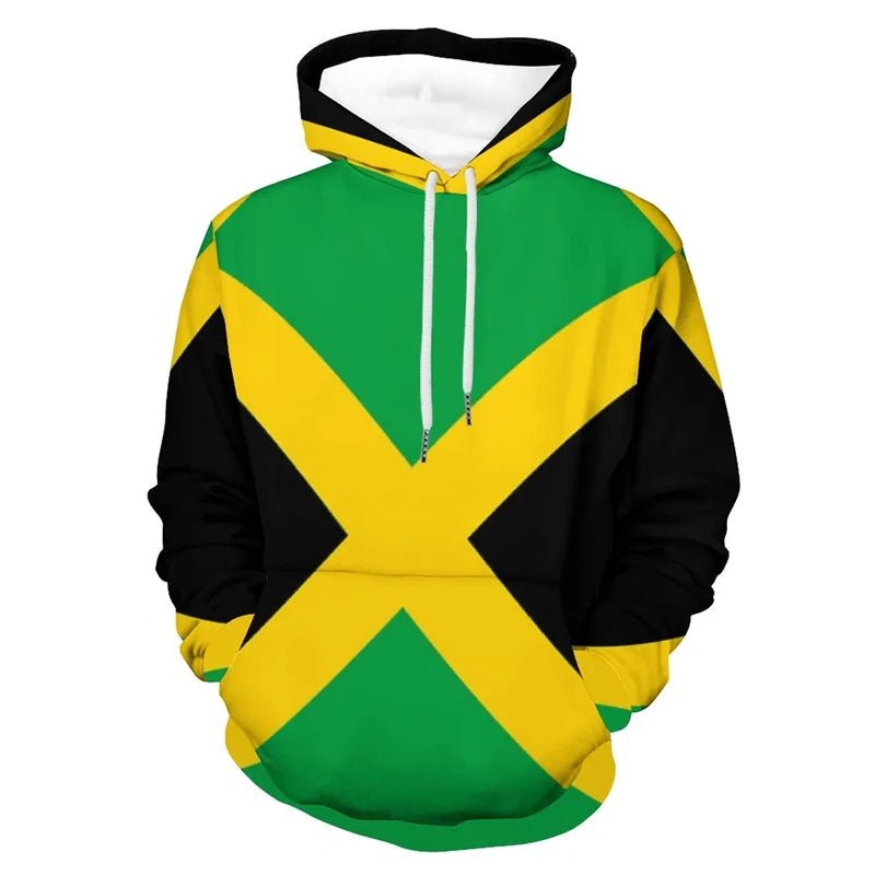 3D Printed Jamaica Flag Hoodie For Men Cool Streetwear Long Sleeves Hooded Sweatshirt Drawstring Spring Pullover Autumn Coat - Walmarkettt.com