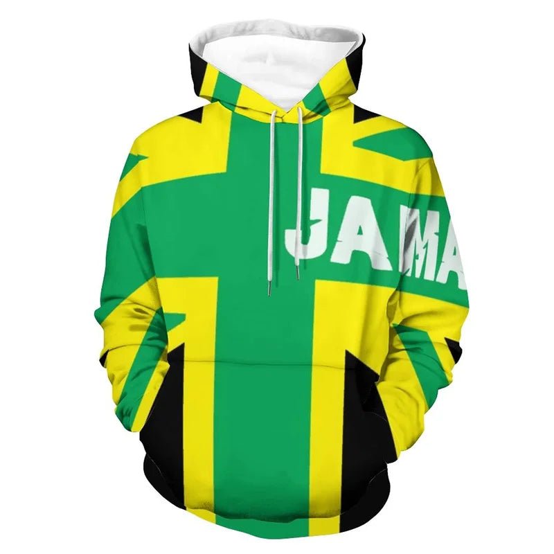 3D Printed Jamaica Flag Hoodie For Men Cool Streetwear Long Sleeves Hooded Sweatshirt Drawstring Spring Pullover Autumn Coat - Walmarkettt.com