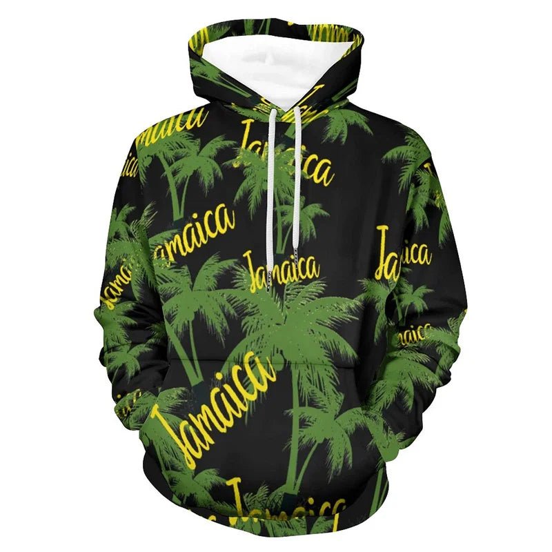 3D Printed Jamaica Flag Hoodie For Men Cool Streetwear Long Sleeves Hooded Sweatshirt Drawstring Spring Pullover Autumn Coat - Walmarkettt.com