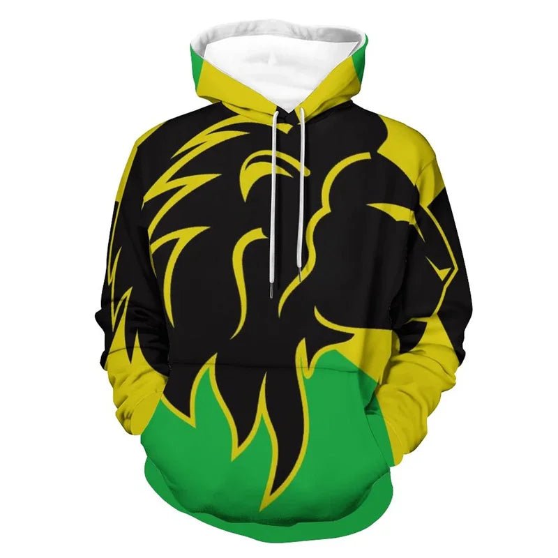3D Printed Jamaica Flag Hoodie For Men Cool Streetwear Long Sleeves Hooded Sweatshirt Drawstring Spring Pullover Autumn Coat - Walmarkettt.com