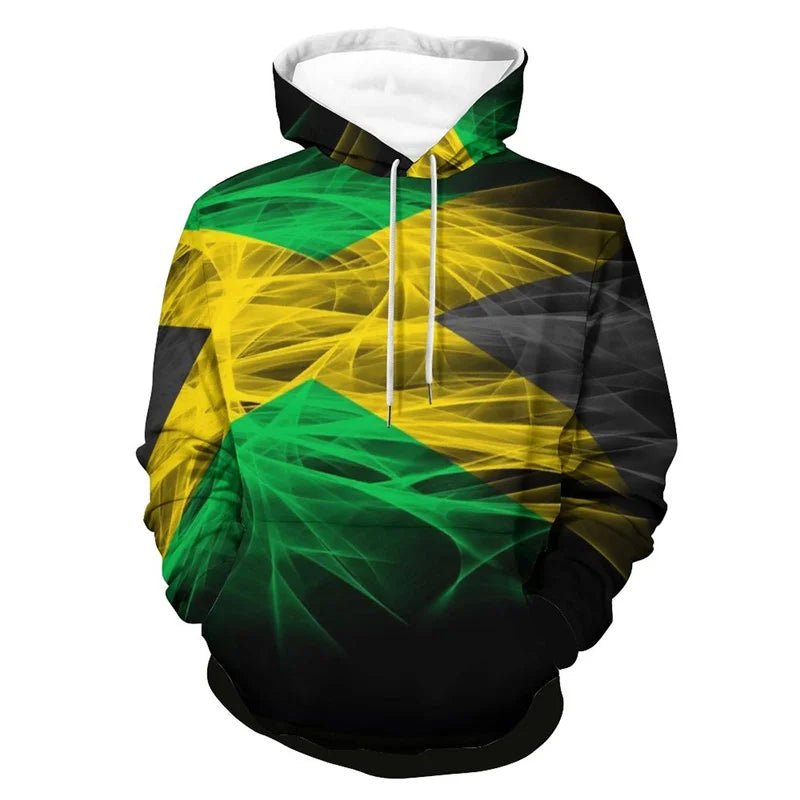 3D Printed Jamaica Flag Hoodie For Men Cool Streetwear Long Sleeves Hooded Sweatshirt Drawstring Spring Pullover Autumn Coat - Walmarkettt.com