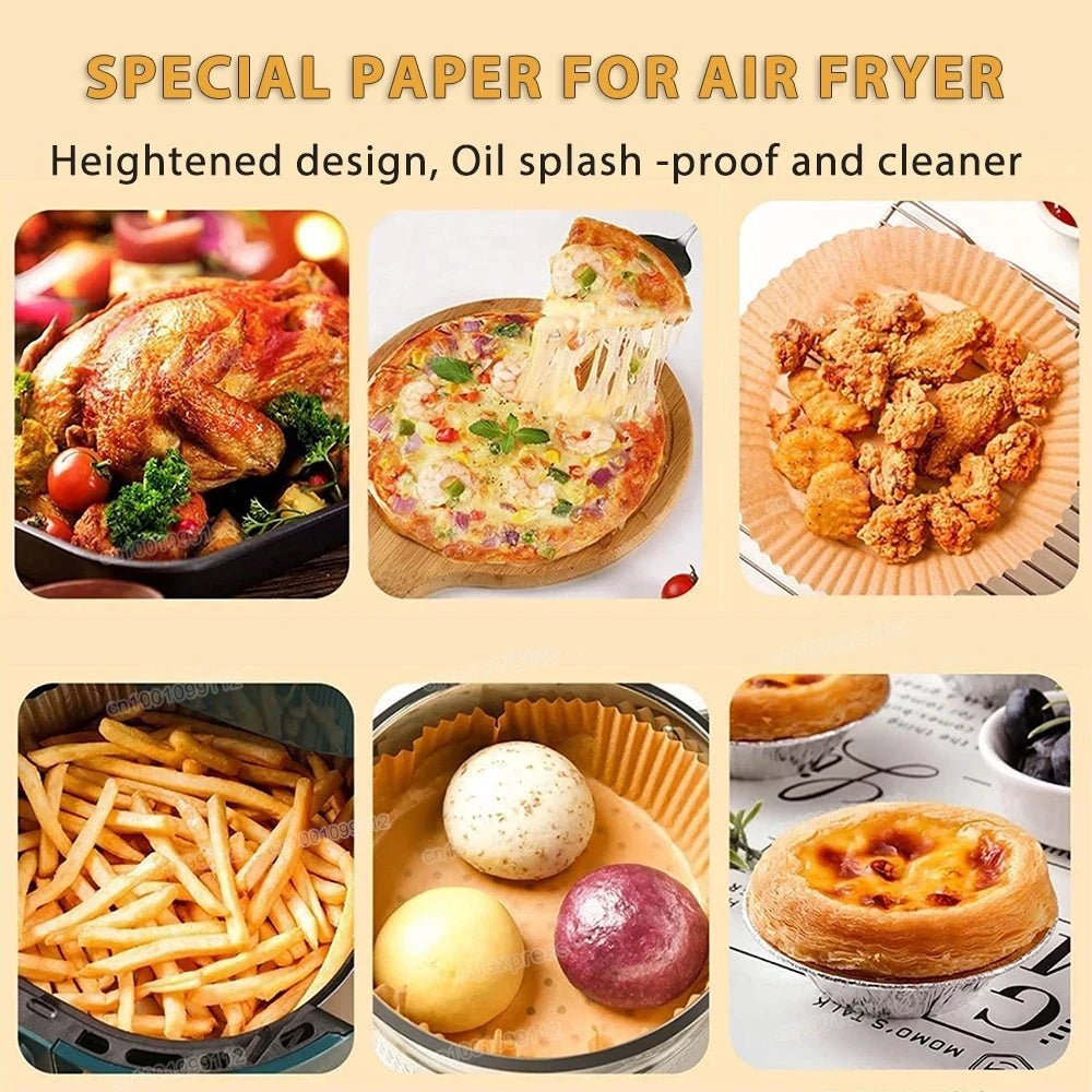50/100Pcs Air Fryer Disposable Paper Non - Stick Airfryer Baking Papers Round Air - Fryer Paper Liners Paper Kitchen Accessories - Walmarkettt.com