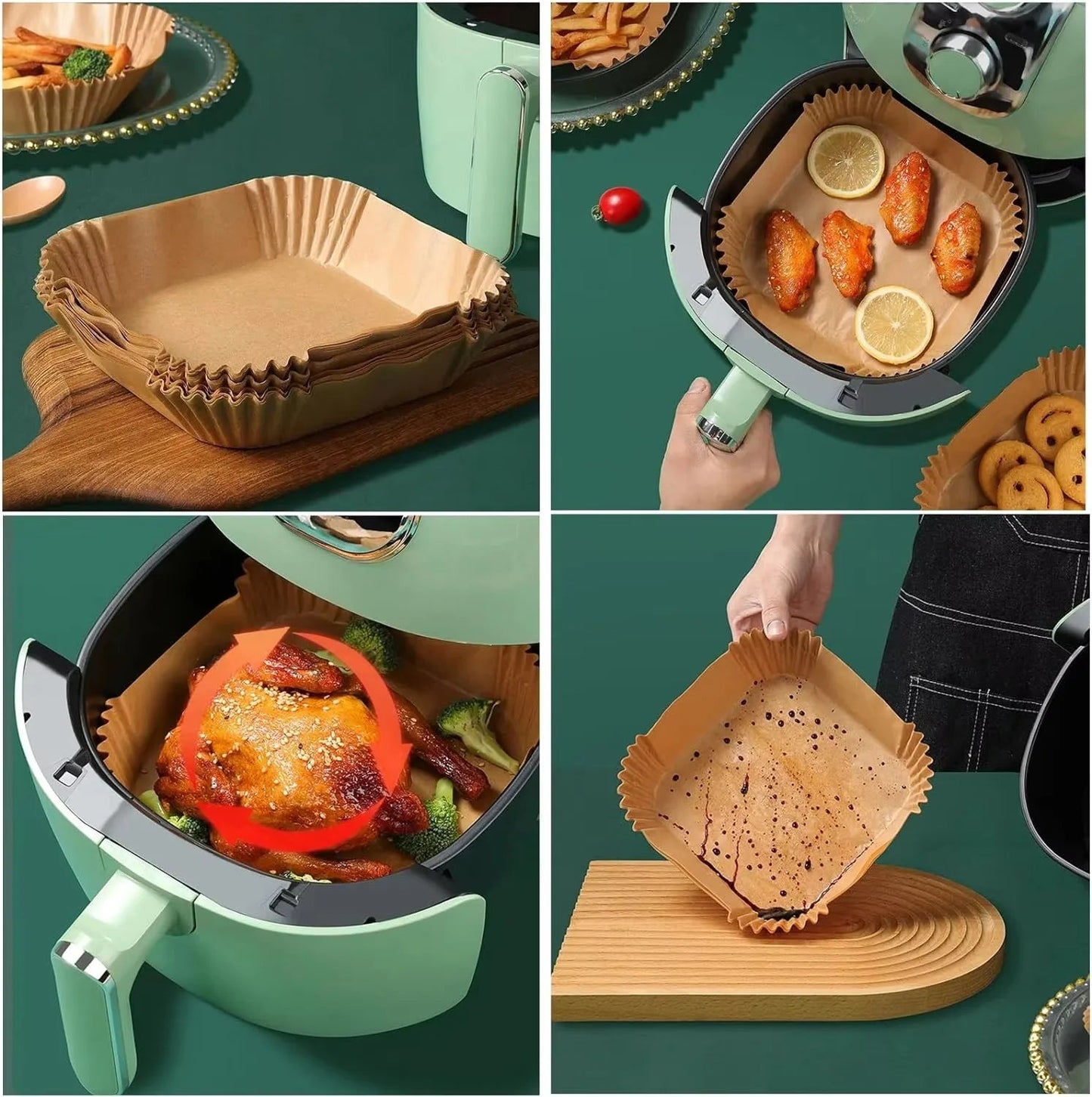 50PCS 100PCS Disposable Air Fryer Paper Oil Absorbing And Anti Oil Paper Tray Non Stick Baking Pad Large Toughness Square - Walmarkettt.com