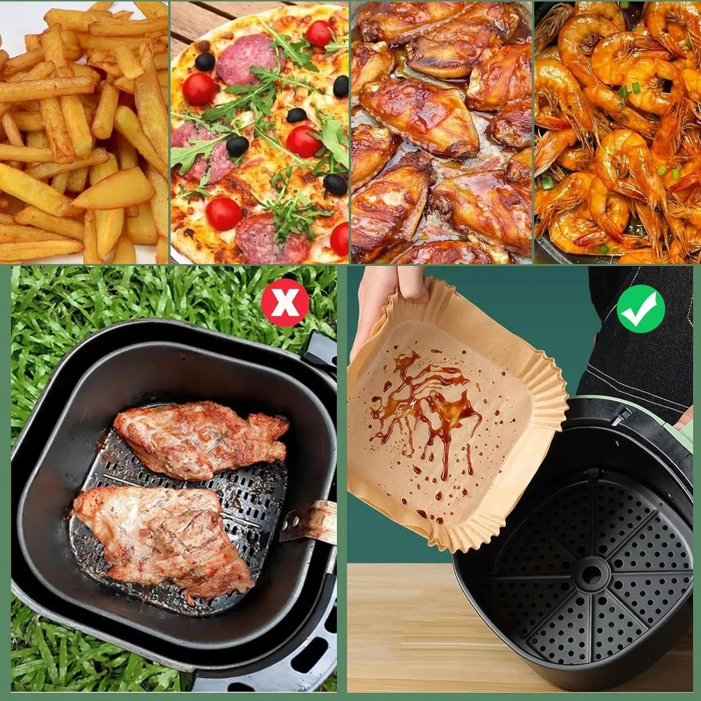 50PCS 100PCS Disposable Air Fryer Paper Oil Absorbing And Anti Oil Paper Tray Non Stick Baking Pad Large Toughness Square - Walmarkettt.com