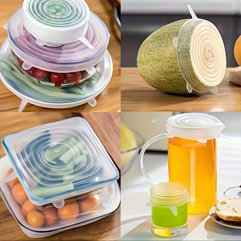 6pcs Silicone Elastic Lids, Reusable Durable Food Storage Covers, Suitable for Bowls, 6 Different Sizes to Fit Most Containers, Dishwasher and Fridge Safe, Container Covers, Meal Prep Storage, Flexible Design, Snug Fit, Foodg - Walmarkettt.com
