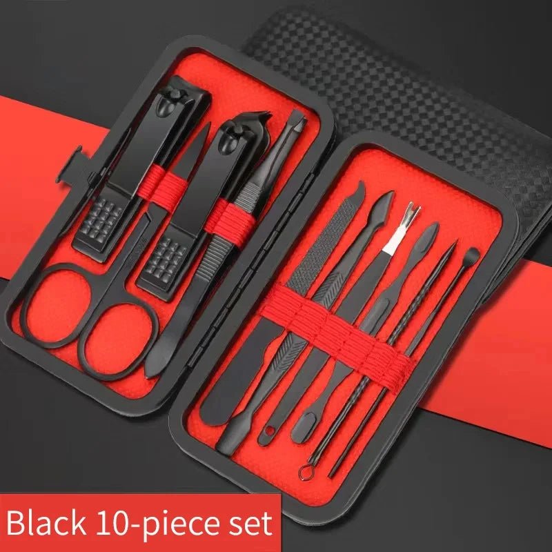 7/10/12/18/20/24PCS Set Professional Manicure Set Kits Stainless Steel Fingernail Toenail Clippers Set with Leather Portable - Walmarkettt.com