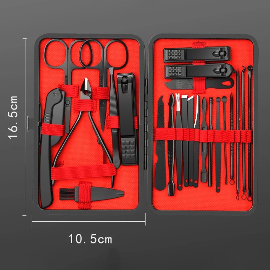 7/10/12/18/20/24PCS Set Professional Manicure Set Kits Stainless Steel Fingernail Toenail Clippers Set with Leather Portable - Walmarkettt.com