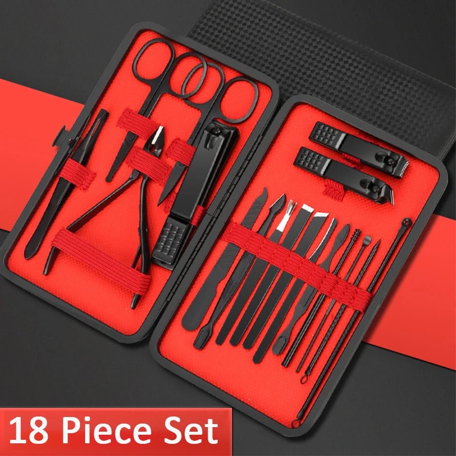 7/10/12/18/20/24PCS Set Professional Manicure Set Kits Stainless Steel Fingernail Toenail Clippers Set with Leather Portable - Walmarkettt.com
