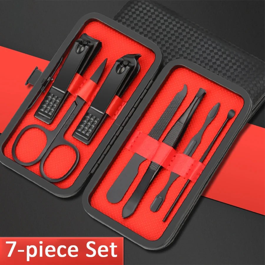 7/10/12/18/20/24PCS Set Professional Manicure Set Kits Stainless Steel Fingernail Toenail Clippers Set with Leather Portable - Walmarkettt.com