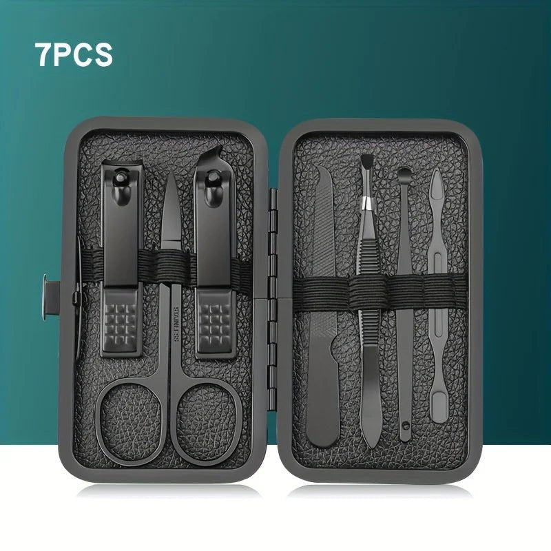 7/10/12/18/20/24PCS Set Professional Manicure Set Kits Stainless Steel Fingernail Toenail Clippers Set with Leather Portable - Walmarkettt.com