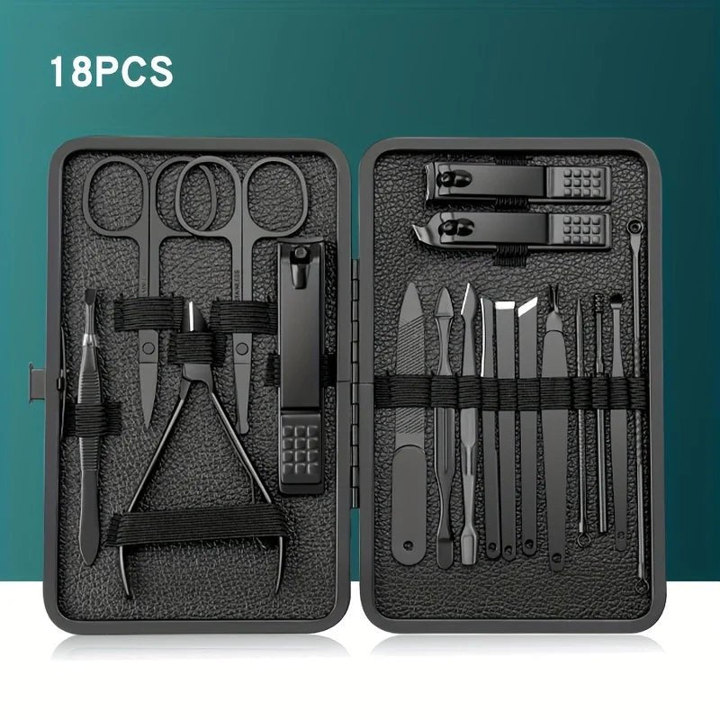 7/10/12/18/20/24PCS Set Professional Manicure Set Kits Stainless Steel Fingernail Toenail Clippers Set with Leather Portable - Walmarkettt.com