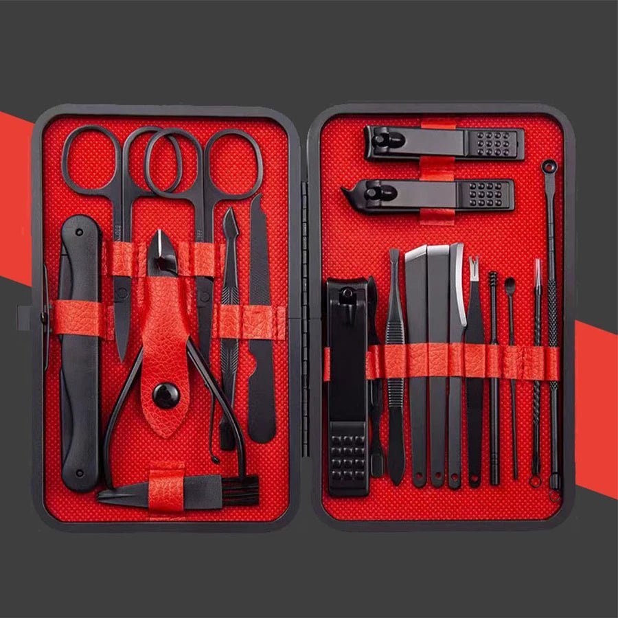 7/10/12/18/20/24PCS Set Professional Manicure Set Kits Stainless Steel Fingernail Toenail Clippers Set with Leather Portable - Walmarkettt.com