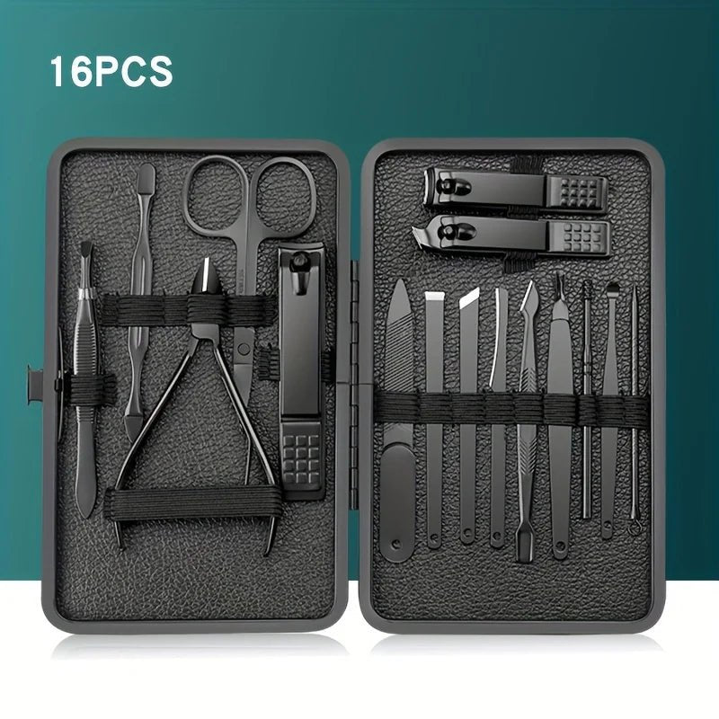 7/10/12/18/20/24PCS Set Professional Manicure Set Kits Stainless Steel Fingernail Toenail Clippers Set with Leather Portable - Walmarkettt.com