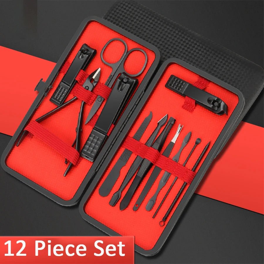 7/10/12/18/20/24PCS Set Professional Manicure Set Kits Stainless Steel Fingernail Toenail Clippers Set with Leather Portable - Walmarkettt.com