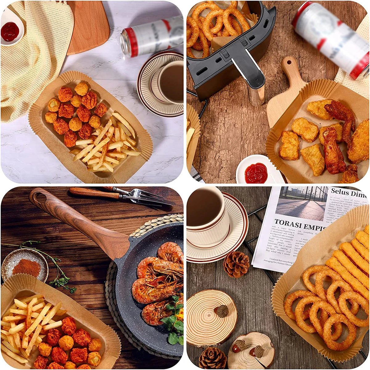 Air Fryer Disposable Paper Liner, 100PCS Food Grade Parchment Liners for Ninja DZ201 DZ401, Air Fryer Accessories Baking Paper - Walmarkettt.com