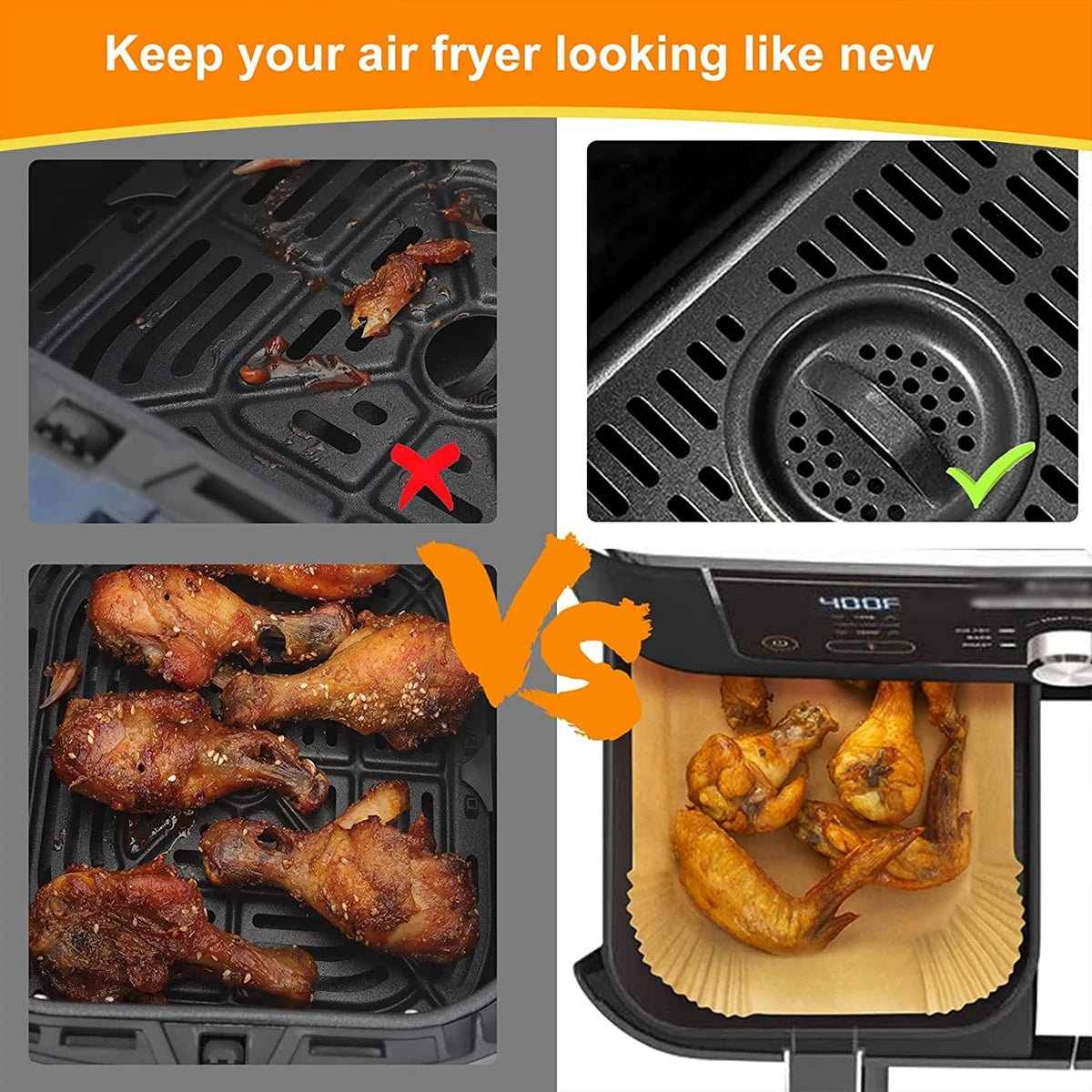 Air Fryer Disposable Paper Liner, 100PCS Food Grade Parchment Liners for Ninja DZ201 DZ401, Air Fryer Accessories Baking Paper - Walmarkettt.com