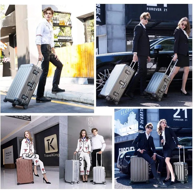 All Aluminum Carry On Luggage With TSA Locks Fashion Cool Metal Hard Shell Spinner Suitcase (Grey, 20 Inch) - Walmarkettt.com